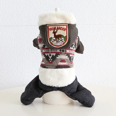 Kalėdiniai keturkojai augintinio kombinezonai, šilti kombinezonai šuniui, raudonos ir žalios spalvos, ruduo ir žiema, šiaurietiškas stilius, šuniukas, augintinis, 2023 m.