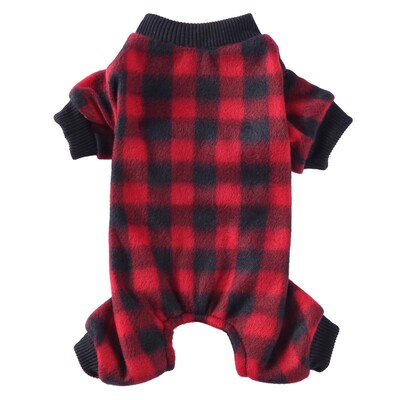 Mājdzīvnieku Ziemassvētku pidžamas Sarkans Melns Buffalo Plaids Kombinezons Suns Kaķis Mīksts Ziemas Apģērbs Kucēns Sunītis Rūtains Džemperis Apģērbs XL