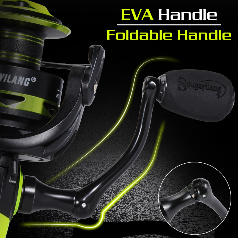 Sougayilang 1000-4000 besisukanti žūklės ritė iš aliuminio lydinio 5.2:1 didelio greičio maks. vilkimo 10 kg ešerių žvejybos reikmenys