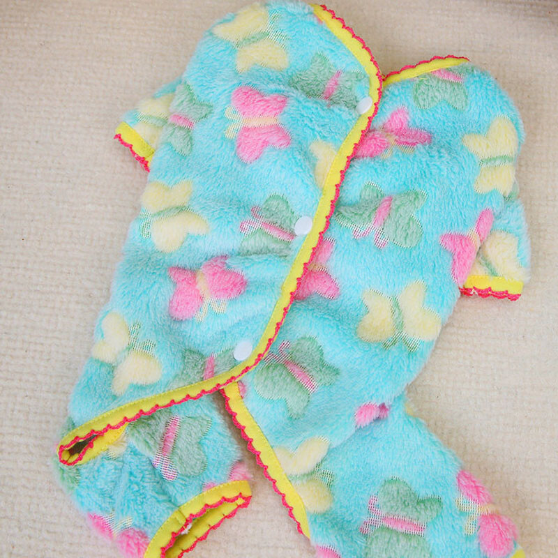 Šilti naminių gyvūnėlių drabužiai šunims drugelių apranga Rožinės mėlynos vilnos kombinezonas šunims pižamos žieminiai drabužiai mažiems šunims Yorkie kombinezonai