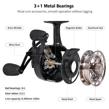 LEOFISHING CNC Ice Fishing Wheel Winter Quick Release Roel 3+1 Metal Spool Coil Smooth Lure Fish Equipment Αξεσουάρ