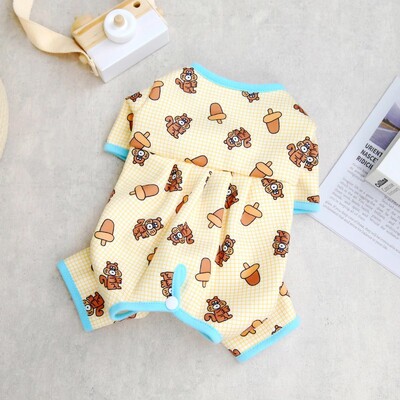 Fashion Print Kombinezonai šunims šunims Pavasariniai šunų kombinezonai Mieli minkšti šuniukų pižamos Šilti kačių kombinezonai naminiams gyvūnėliams Čihuahua drabužiai