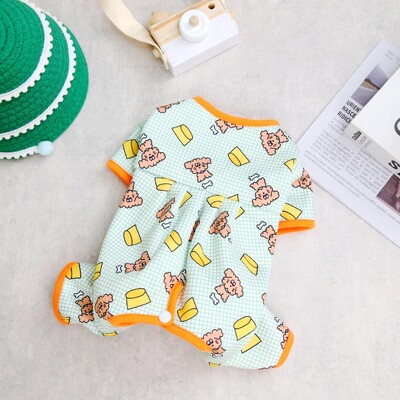 Fashion Print Kombinezonai šunims šunims Pavasariniai šunų kombinezonai Mieli minkšti šuniukų pižamos Šilti kačių kombinezonai naminiams gyvūnėliams Čihuahua drabužiai