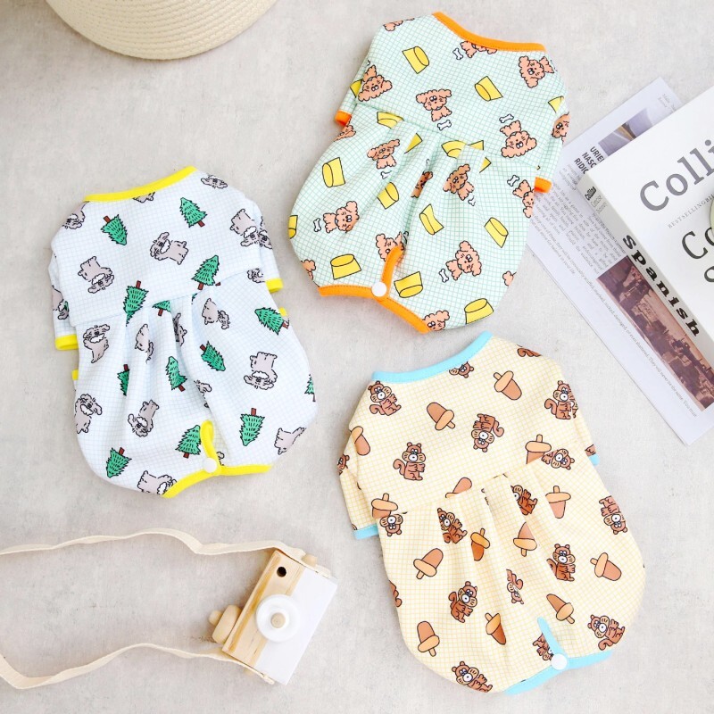 Fashion Print Kombinezonai šunims šunims Pavasariniai šunų kombinezonai Mieli minkšti šuniukų pižamos Šilti kačių kombinezonai naminiams gyvūnėliams Čihuahua drabužiai