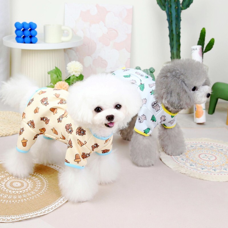 Fashion Print Kombinezonai šunims šunims Pavasariniai šunų kombinezonai Mieli minkšti šuniukų pižamos Šilti kačių kombinezonai naminiams gyvūnėliams Čihuahua drabužiai