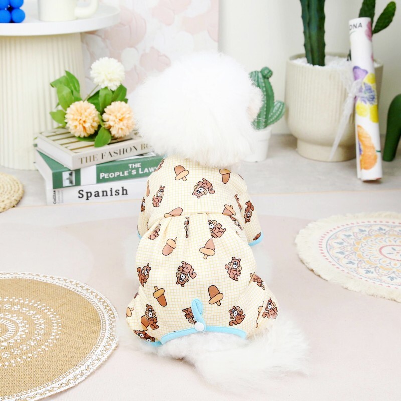 Fashion Print Kombinezonai šunims šunims Pavasariniai šunų kombinezonai Mieli minkšti šuniukų pižamos Šilti kačių kombinezonai naminiams gyvūnėliams Čihuahua drabužiai