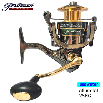 Pflueger εξολοκλήρου μεταλλικό Fishing Roel CODEK 25KG Maximum Spinning εξαρτήματα για θαλασσινό νερό και χειμερινό ψάρεμα μακριά ρίψη