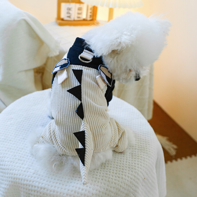 1 db kisállatruházat tavaszi őszi dinoszaurusz négylábú pántos nadrág húzócsattal, kis és közepes méretű kutyák számára