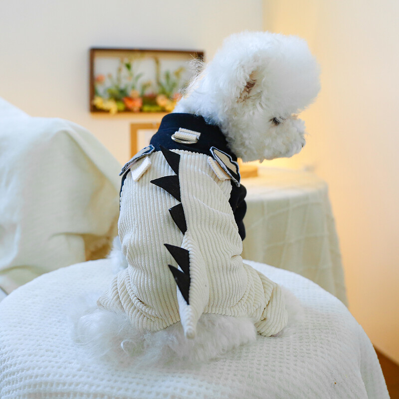 1 db kisállatruházat tavaszi őszi dinoszaurusz négylábú pántos nadrág húzócsattal, kis és közepes méretű kutyák számára