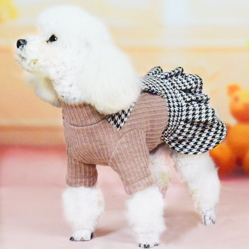 Šiltas šunų kombinezonas, džemperis, suknelė šuniui, pavasario žiemos paltas Graži suknelė mažam šuniui, drabužiai katėms, kelnės su antkrūtiniu 30