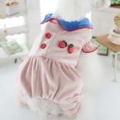 Mājdzīvnieku rudens un ziemas kombinezons zemeņu pidžama mīksts un ērts silts apģērbs kaķis četrkājains bikses suns mājdzīvnieku apģērbs