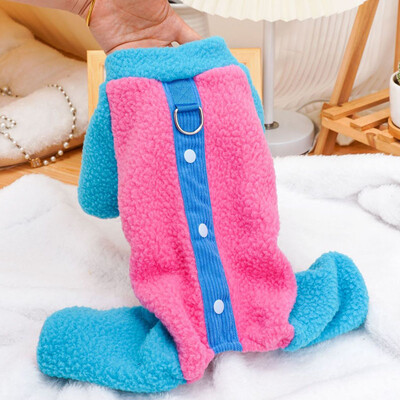 Šunų kombinezonas Žieminis vilna Onesie Sportinis kostiumas naminiams gyvūnėliams D formos žiedas 4 kojyčių striukė Kombinezonai mažiems šunims Chiwawa Dog pižama XL