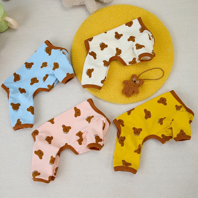 Jauns rudens jauks lāča drēbes suņu kombinezonam, mīksta kokvilnas mājdzīvnieku pidžama mazam sunim mājdzīvnieku kostīms kucēns kaķis suns apģērbs Čivava Yorkie