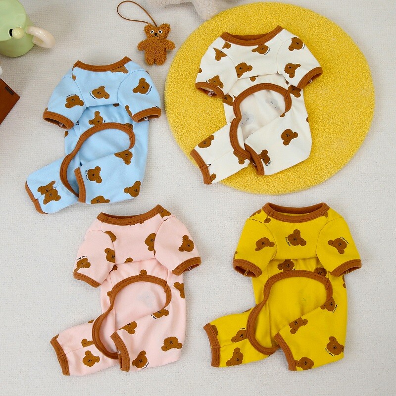 Jauns rudens jauks lāča drēbes suņu kombinezonam, mīksta kokvilnas mājdzīvnieku pidžama mazam sunim mājdzīvnieku kostīms kucēns kaķis suns apģērbs Čivava Yorkie