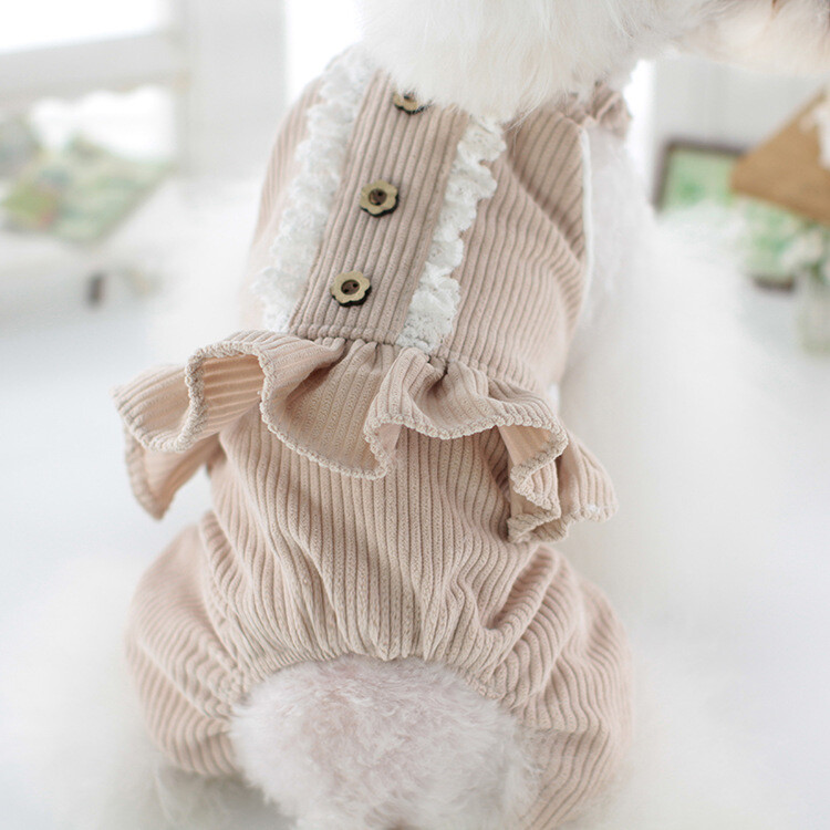 Šuo Rudens/Žiema Velvetas nėrinių dirželis Meškiukas Katė Drabužiai naminiams gyvūnėliams Šunų Pižamos Drabužiai šuniukui Kombinezonai Drabužiai Žieminiai