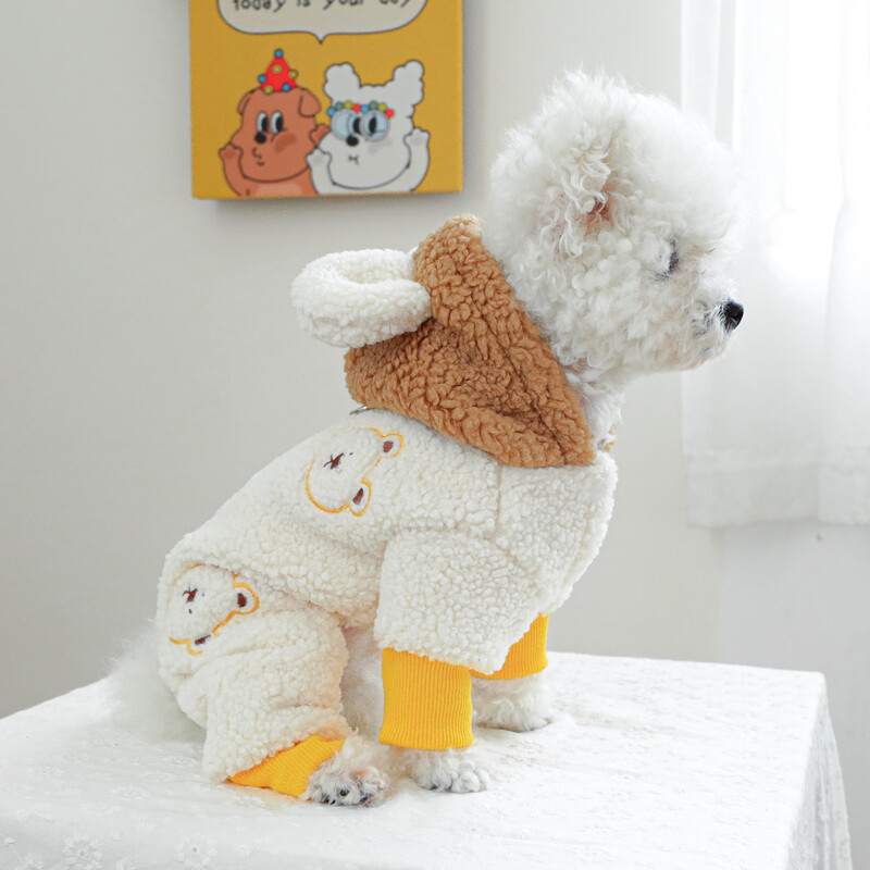 1 db kisállat ruha őszi és téli plüss vastag nyálkás rizsmaci négylábú kabát kis és közepes méretű kutyák számára