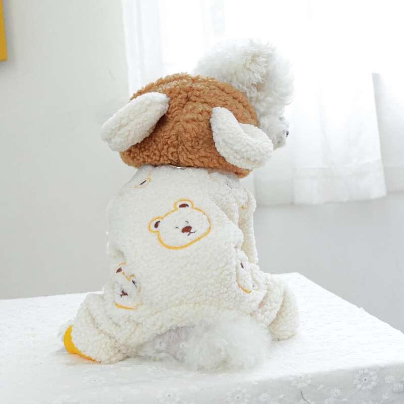 1 db kisállat ruha őszi és téli plüss vastag nyálkás rizsmaci négylábú kabát kis és közepes méretű kutyák számára