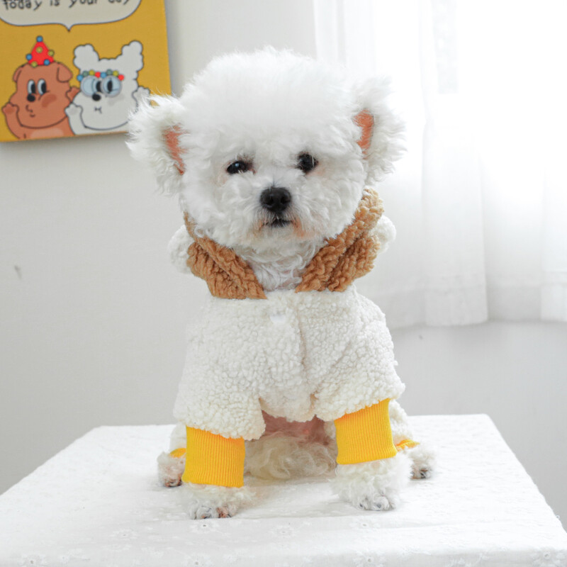 1 db kisállat ruha őszi és téli plüss vastag nyálkás rizsmaci négylábú kabát kis és közepes méretű kutyák számára