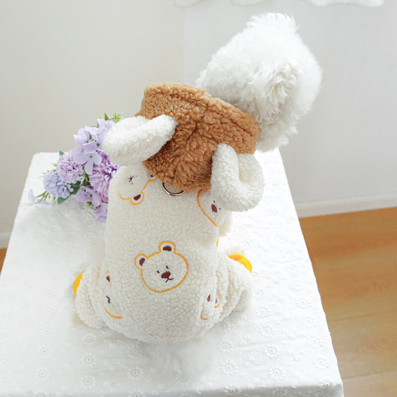 1 db kisállat ruha őszi és téli plüss vastag nyálkás rizsmaci négylábú kabát kis és közepes méretű kutyák számára