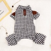 Rudeniniai šunų kombinezonai Madingi šunų drabužiai Mieli languoti kombinezonai šuniukui Šilti Minkšti kačių pižamos Kombinezonai augintiniams Bichon Frise šunų reikmenys