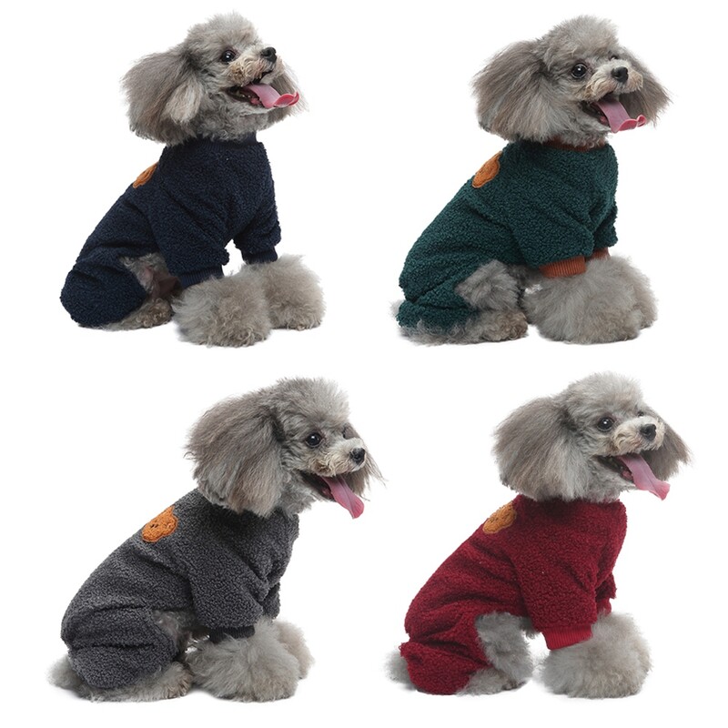 Mīksta, elastīga vilnas suņu pidžama rudens ziemas suņu apģērbi Jauki suņu džemperi ar 4 kājām kucēnu kombinezoni maziem suņiem Mēteļi Apģērbs