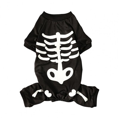 Glow Dark Pet Outfit Bőrbarát Pet Outfit Skeleton Pet jelmez Jumpsuit kis közepes kutyáknak Vicces Halloween kiskutya számára