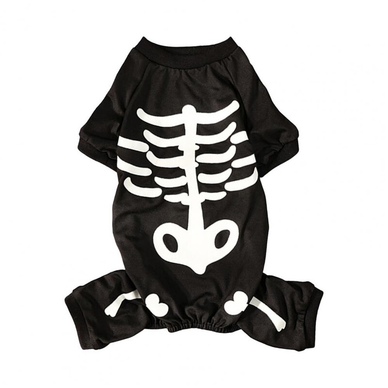Glow Dark Pet Outfit Bőrbarát Pet Outfit Skeleton Pet jelmez Jumpsuit kis közepes kutyáknak Vicces Halloween kiskutya számára