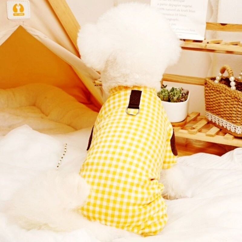 Drabužiai naminiams šunims mažiems šunims Madingi languoti šunų kombinezonai rudeniniai šuniukų pižamos Mieli minkšti kačių kombinezonai Čihuahua naminių kombinezonai