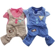 Dryžuotas šuns katės kombinezonas, šliaužtinukai/ženkliuko dizaino naminių šuniukų marškinėliai Pavasario/vasaros drabužiai