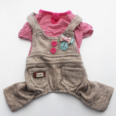 Dryžuotas šuns katės kombinezonas, šliaužtinukai/ženkliuko dizaino naminių šuniukų marškinėliai Pavasario/vasaros drabužiai