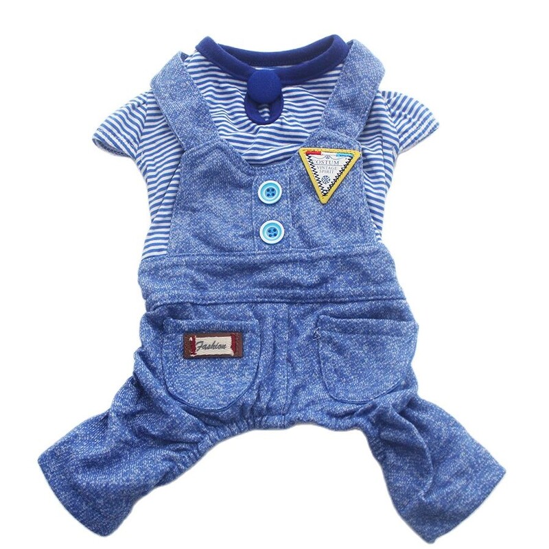 Dryžuotas šuns katės kombinezonas, šliaužtinukai/ženkliuko dizaino naminių šuniukų marškinėliai Pavasario/vasaros drabužiai