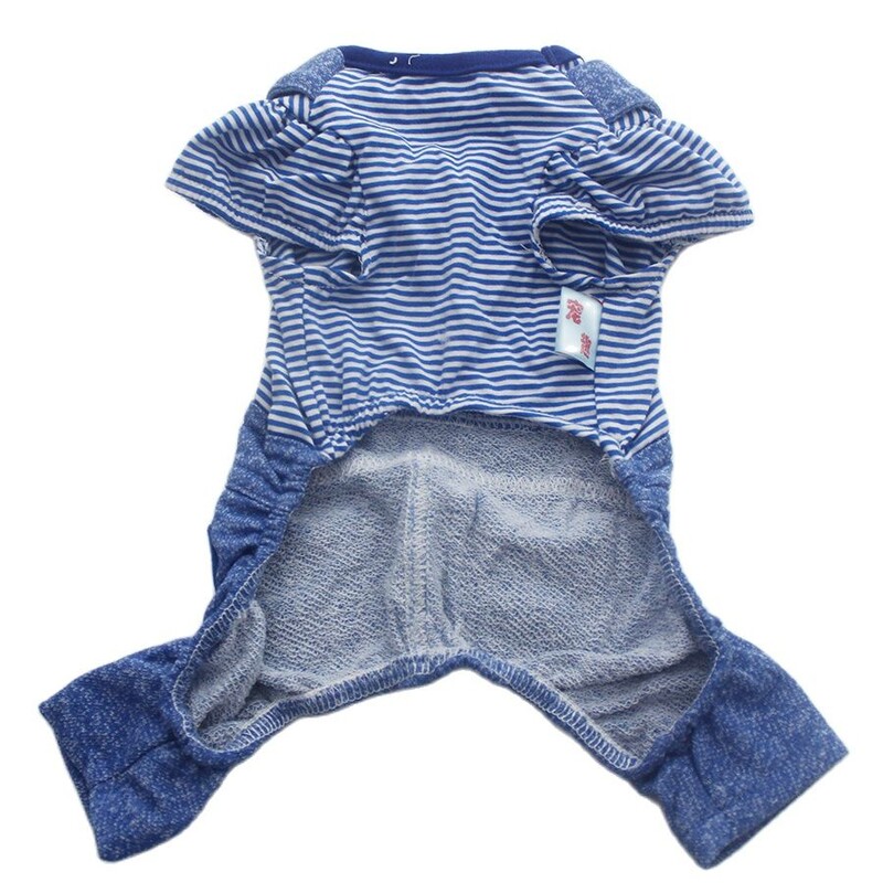 Dryžuotas šuns katės kombinezonas, šliaužtinukai/ženkliuko dizaino naminių šuniukų marškinėliai Pavasario/vasaros drabužiai