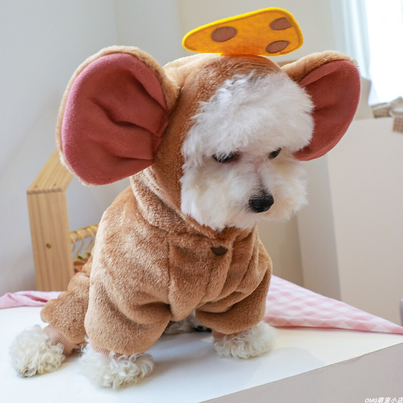 1 gab mājdzīvnieku apģērbs pavasara un rudens siera pelei Četrkājains transformācijas tērps, piemērots maziem un vidējiem suņiem