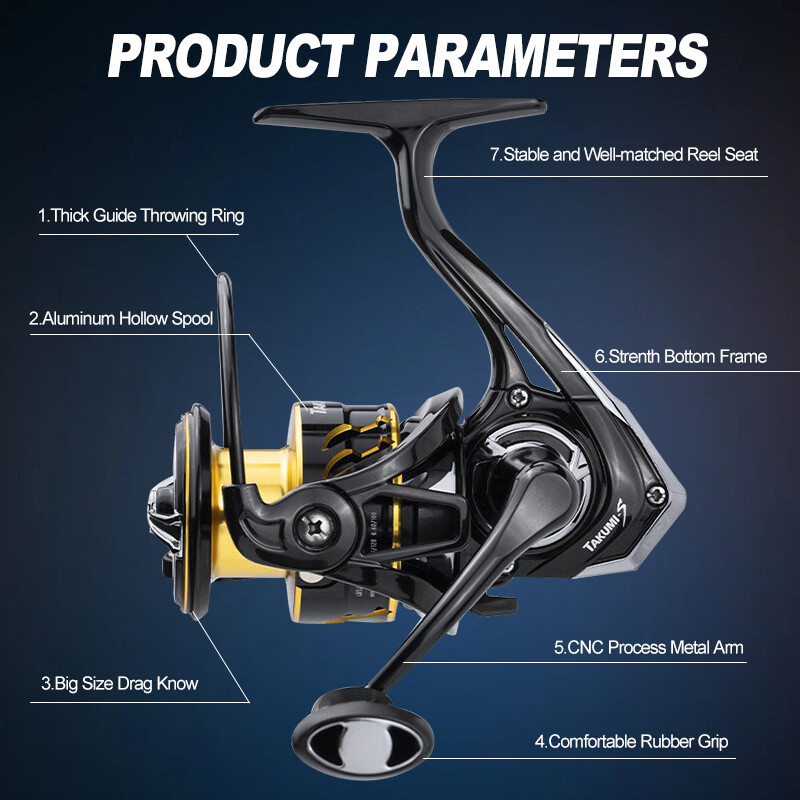 Mavllos TAKUMI karpių žvejybos ritė su traukos galia 10 kg greičio santykis 5,2:1 5+1 guoliai sūraus vandens ešerių upėtakių sukimo ritė