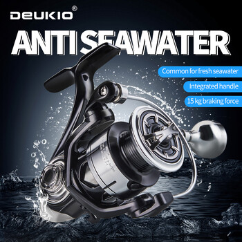 DEUKIO Νέα άφιξη Saltwater Fishing Reel Metal Ball Knob Spinning Reels 2000-7000 3+1BB 5.2:1 Max Drag 15KG Water-proof Reels