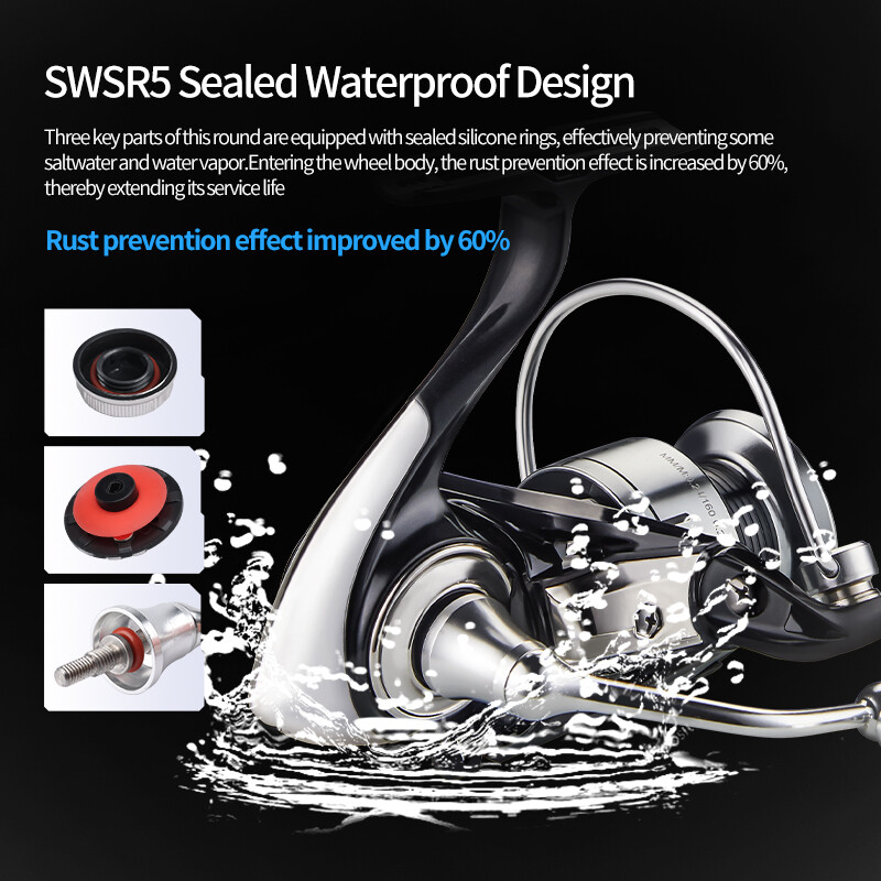 DEUKIO Jaunpienācējs Sālsūdens makšķerēšanas spoles metāla lodīšu pogas vērpšanas spoles 2000-7000 3+1BB 5.2:1 Max Drag 15KG ūdensnecaurlaidīgas spoles