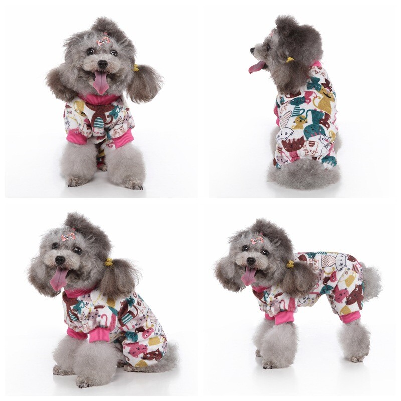 Kisállat Ősz Tél Négylábú plüss Onesie Jumpsuit Kisállat Puha Kényelmes Szép Pizsama Kölyökkutya Divat Meleg Jelmezek Ruhák