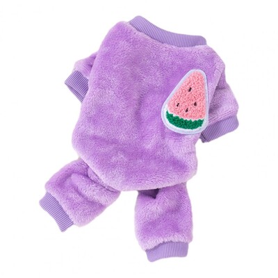 Šunų žiemos Onesie rūbai augintiniams su vaisių raštu Jaukus vaisių raštas naminis žieminis kombinezonas mažiems šunims katėms vilnos čihuahua