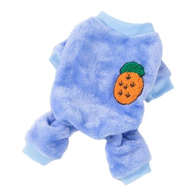 Šunų žiemos Onesie rūbai augintiniams su vaisių raštu Jaukus vaisių raštas naminis žieminis kombinezonas mažiems šunims katėms vilnos čihuahua