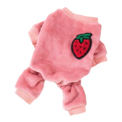 Šunų žiemos Onesie rūbai augintiniams su vaisių raštu Jaukus vaisių raštas naminis žieminis kombinezonas mažiems šunims katėms vilnos čihuahua