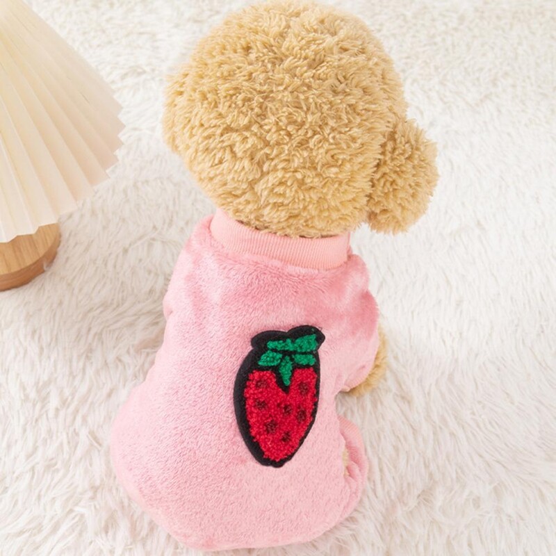 Šunų žiemos Onesie rūbai augintiniams su vaisių raštu Jaukus vaisių raštas naminis žieminis kombinezonas mažiems šunims katėms vilnos čihuahua