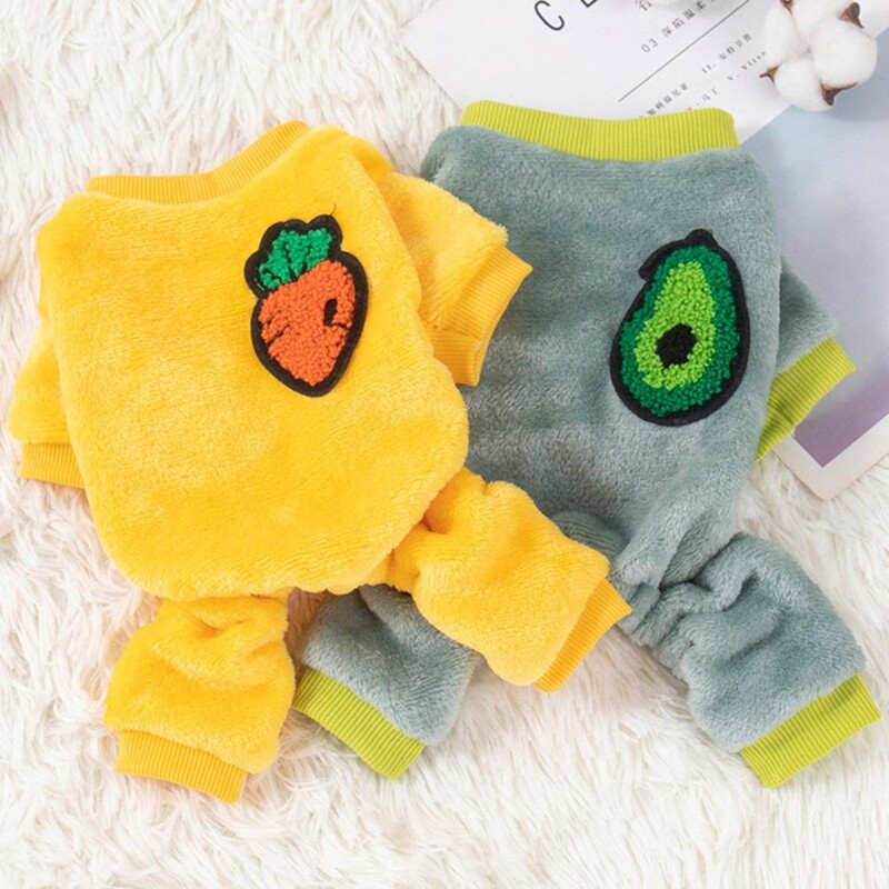 Šunų žiemos Onesie rūbai augintiniams su vaisių raštu Jaukus vaisių raštas naminis žieminis kombinezonas mažiems šunims katėms vilnos čihuahua