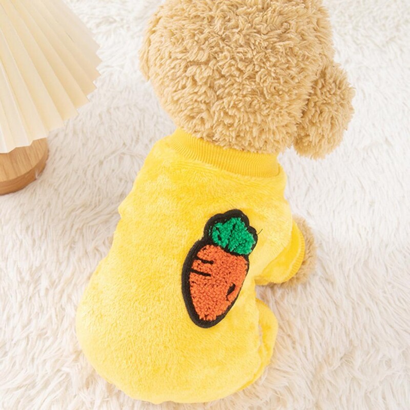 Šunų žiemos Onesie rūbai augintiniams su vaisių raštu Jaukus vaisių raštas naminis žieminis kombinezonas mažiems šunims katėms vilnos čihuahua