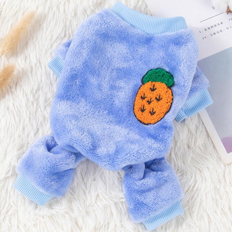 Šunų žiemos Onesie rūbai augintiniams su vaisių raštu Jaukus vaisių raštas naminis žieminis kombinezonas mažiems šunims katėms vilnos čihuahua