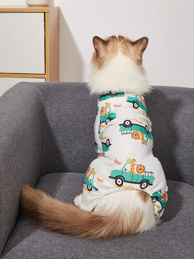 Кучешки пижами Pjs Пролет Лято Дрехи за кучета за малки кучета Момиче Момче, Сладък модел на лисица Дрехи за кученца Куче Комбинезони Котка Домашен любимец