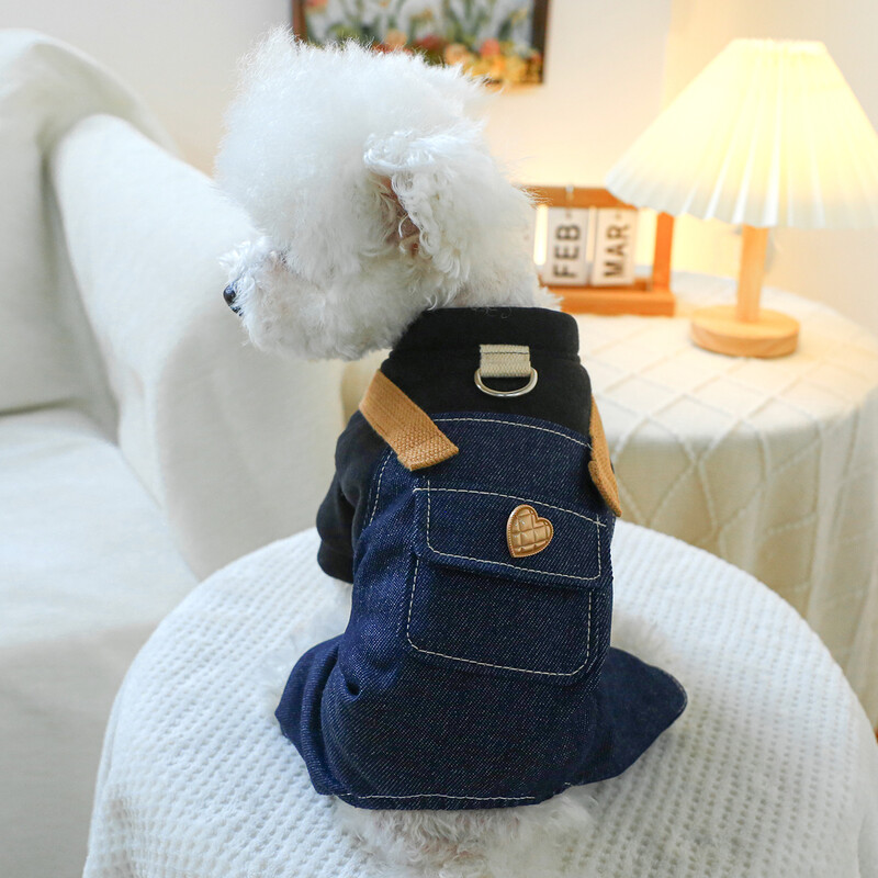 1vnt naminių gyvūnėlių drabužiai pavasario rudens džinsiniai keturių kojų petnešėlės su traukiamomis sagtimis, tinka mažiems ir vidutinio dydžio šunims