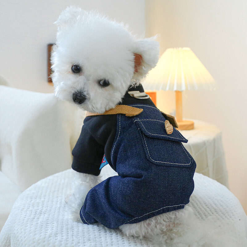 1vnt naminių gyvūnėlių drabužiai pavasario rudens džinsiniai keturių kojų petnešėlės su traukiamomis sagtimis, tinka mažiems ir vidutinio dydžio šunims