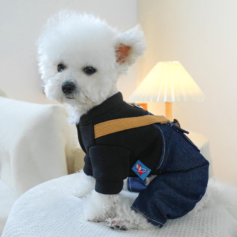 1vnt naminių gyvūnėlių drabužiai pavasario rudens džinsiniai keturių kojų petnešėlės su traukiamomis sagtimis, tinka mažiems ir vidutinio dydžio šunims