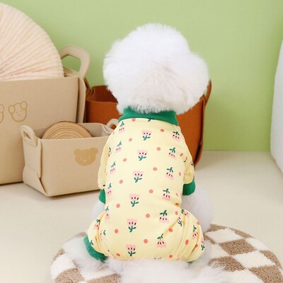 Mājdzīvnieku suņu kombinezoni kaķim 4 kājām rudens silti suņu apģērbi pidžamas kombinezoni maziem vidējiem suņiem Mājdzīvnieki Teddy Chihuahua apģērbs