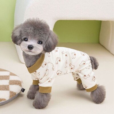 Mājdzīvnieku suņu kombinezoni kaķim 4 kājām rudens silti suņu apģērbi pidžamas kombinezoni maziem vidējiem suņiem Mājdzīvnieki Teddy Chihuahua apģērbs